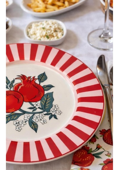 Acar Narlı Porselen 20,2 Cm Tatlı Tabağı Kırmızı