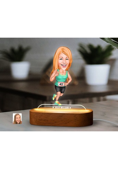 Bk Gift Kişiye Özel Koşucu Karikatürlü Dekoratif 3d Biblo Led Işıklı Gece Lambası-1, Arkadaşa Hediye Kobitmeyen138297 Bk Gift
