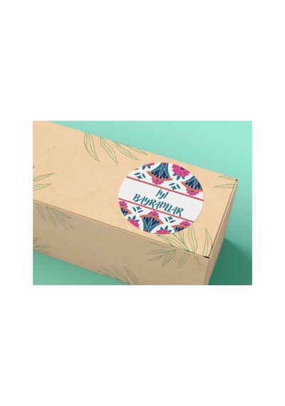 İyi Bayramlar Yuvarlak Mat Etiket Ramazan Kurban Festival Sticker 3 Cm - 200 Adet Çok Renkli