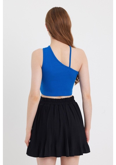 Quhox Kadın Askılı Crop Kaşkorse Saks