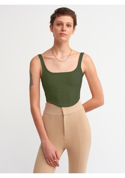 Dilvin 3793 Korse Top- Koyu Haki
