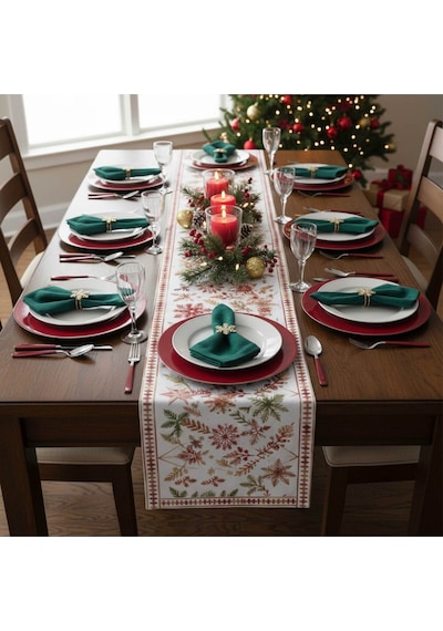 Yılbaşı Temalı Dijital Baskılı Runner Örtüsü Christmas 40x140 Cm Yılbası7