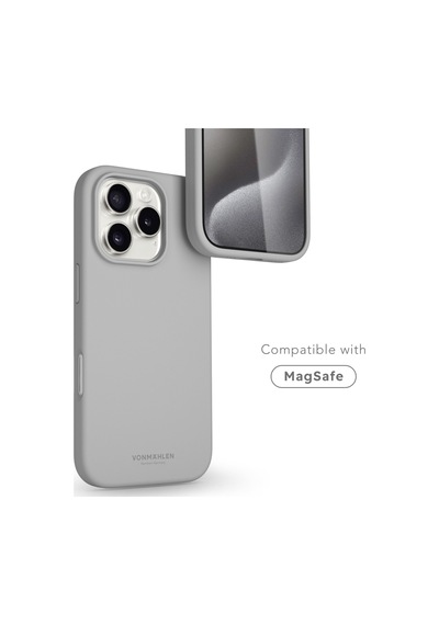 Vonmahlen Apple Uyumlu iPhone 16 Pro Max Magsafe Silikon Kılıf Açık Gri