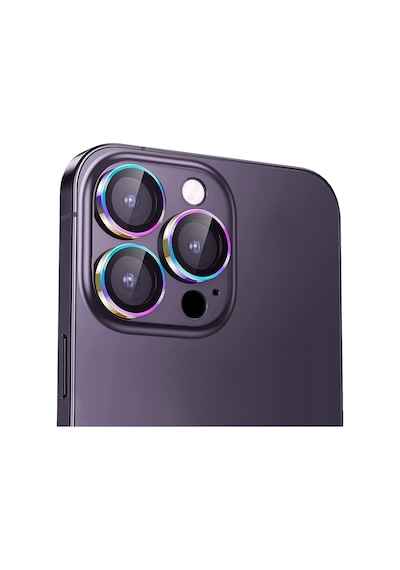 Buff Apple Uyumlu iPhone 13 Pro / 13 Pro Max Kamera Metal Lens Koruyucu Gökkuşağı