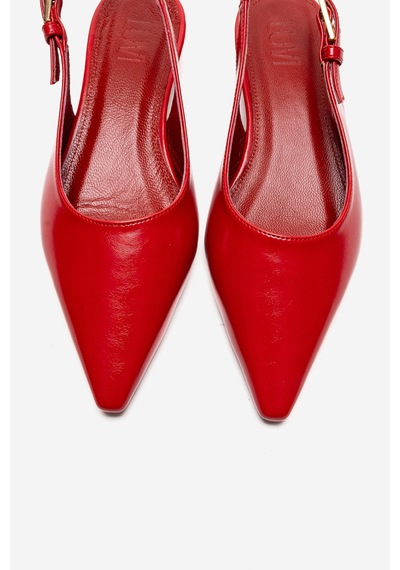 Luvishoes Jenna Kırmızı Cilt Sivri Burunlu Kadın Alçak Topuklu Ayakkabı