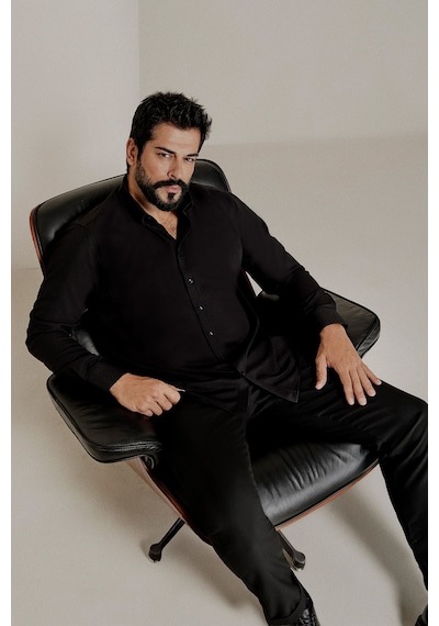 Ac&Co / Altınyıldız Classics Erkek Sıyah Tailored Slim Fit Dar Kesim Düğmeli Yaka Oxford Gömlek Sıyah Siyah