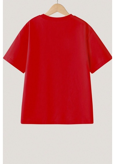 Uyguntarz Unisex Serendipity Baskılı Oversize Tshirt Kırmızı
