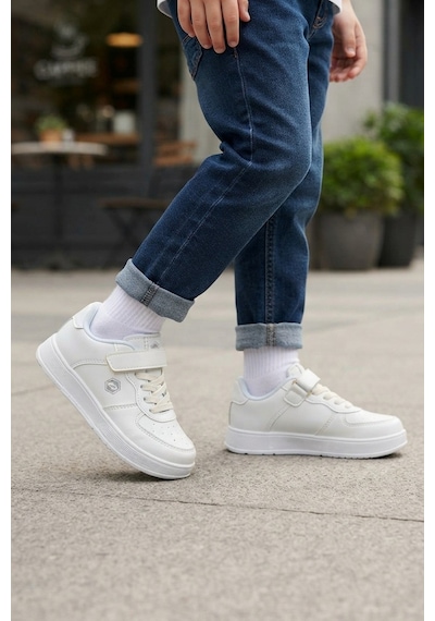 Alessio Beyaz Cırtlı Bağcıklı Konforlu Unisex Sneaker Günlük Spor Ayakkabı