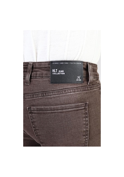HLT Jeans Erkek Kahverengi Regular Fit Rahat Kesim Esnek Likralı Denim Jeans Kot Pantolon 001