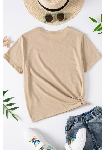 Uyguntarz Çocuk Kafadar Ayılar Baskılı Pamuklu Tshirt Bej