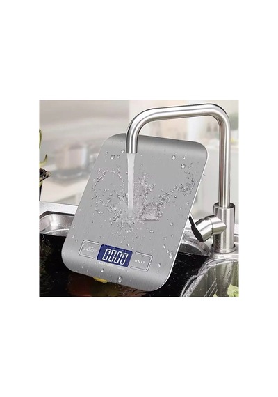 Platin Mutfak Terazisi Dijital Tartı Hassas Lcd Ekranlı 5 Kg Pil Hediyeli Gümüş