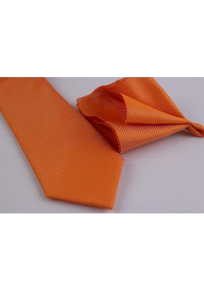 Demfashion Özel Desenli Kravat Mendil Seti - Turuncu (533049586) Turuncu
