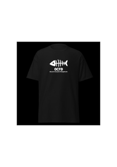 Wildstyle Ocfd Fishing Disorder Balıkçılık Esprili Kılçık Baskılı Unisex Bisiklet Yaka Pamuklu Tişört - Siyah