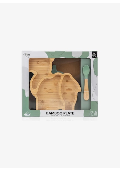 Citron Bölmeli Vakum Tabanlı Organik Bambu Çocuk Yemek Takımı - Camel 1073575
