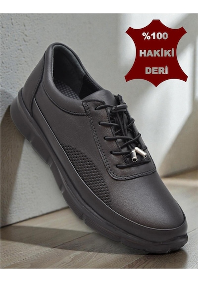 690 Tam Ortopedik Faylon Hafif Taban Günlük Hakiki Deri Kadın Ayakkabı Lastik Bağcıklı Siyah 690 Tam Ortopedik Faylon Hafif Taban Günlük Hakiki Deri Kadın Ayakkabı Lastik Bağcıklı Siyah