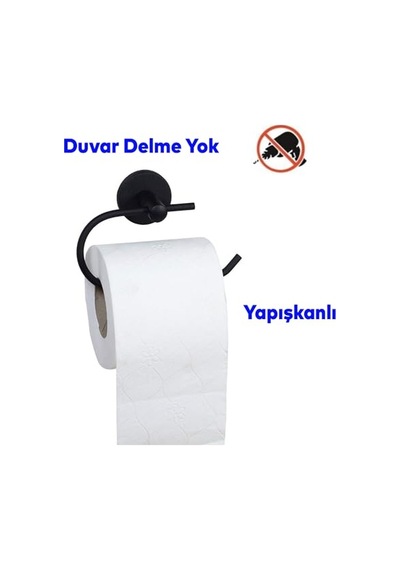 Yapışkanlı Açık Tuvalet Kağıtlığı Wc Kağıtlık Tutucu Siyah Ks-001 Çok Renkli