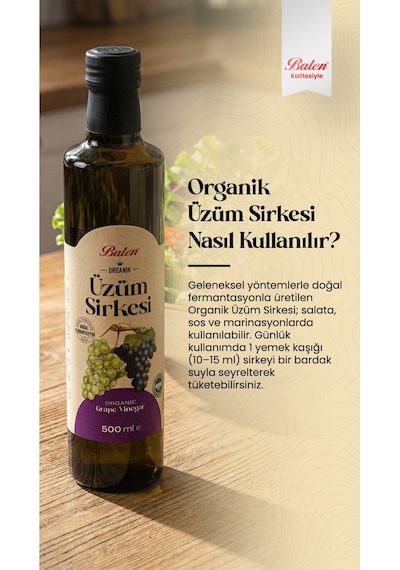 Organik Üzüm Sirkesi 500 Ml