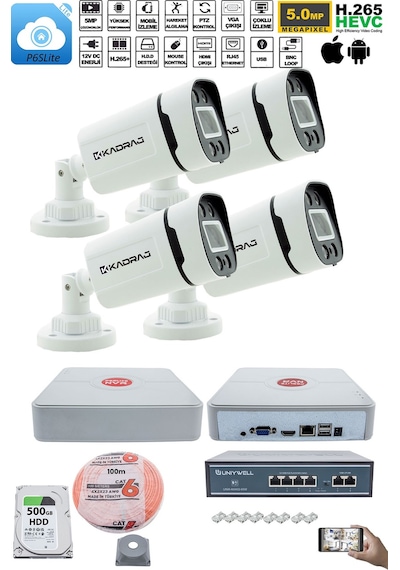 4'lü Güvenlik Ip Kamera Seti - 4mp Dış Mekan Kdj-4s-4w-p-ıp-v0