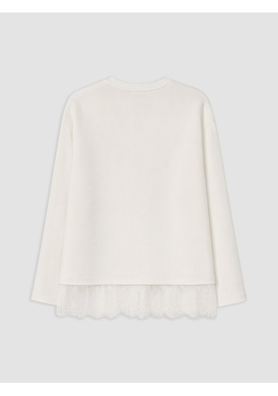 Lcw Comfort Beyaz Dantel Detaylı Soft Touch Kadın Sweatshirt