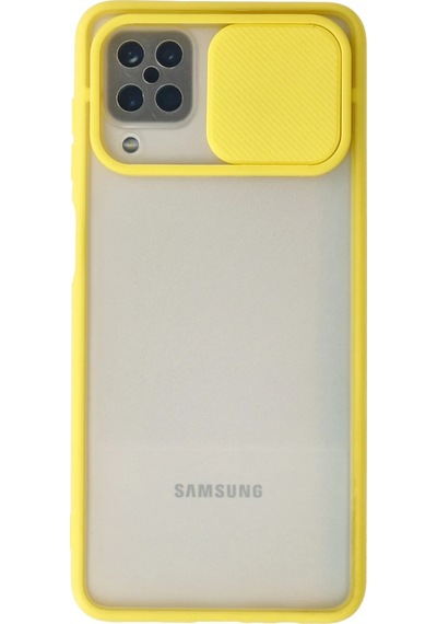 Newface Samsung Galaxy Uyumlu A12 Kılıf Palm Buzlu Kamera Sürgülü Silikon Semeglbl - 72 - Sarı
