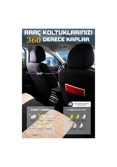 Kia Sportage Lüks 5li Oto Koltuk Kılıfı Gezegen Bej Siyah