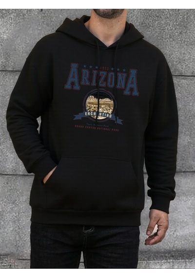 Startmore Tarzsokak Arizona Büyüleyici Baskı Erkek Kapüşonlu Üstleri Büyük Beden Polar Kapüşonlu Üst Moda Sokak G Siyah