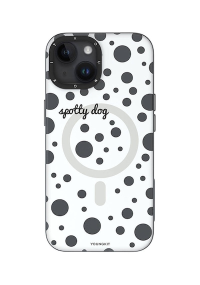 Apple Uyumlu  iPhone 13 Kılıf Magsafe Şarj Özellikli Polka Dot Desenli Youngkit Spots Serisi Kapak Pembe