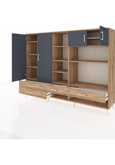Hyperion Dolap 12 Raflı 4 Çekmeceli 4 Kapaklı 220x44x163 Çam-antr Çam-antrasit/çam Hyperion Dolap 12 Raflı 4 Çekmeceli 4 Kapaklı 220x44x163 Çam-antr Çam-antrasit/çam