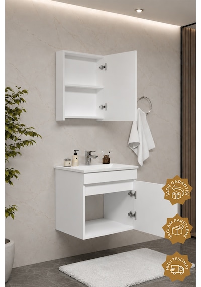 Teta Home Tokyo 55 Cm Mdf Banyo Dolabı Seti Beyaz