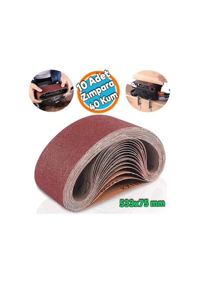 Tr Sonsuz Bant 40 Kum Tank Palet Zımpara Kağıdı 75 X 533 Mm 10 Adet
