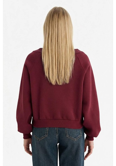 Defacto Oversize Geniş Kalıp Açık Omuz Kalın Kumaş Sweatshirt G7880ax25cwbr43 Bordo-br43