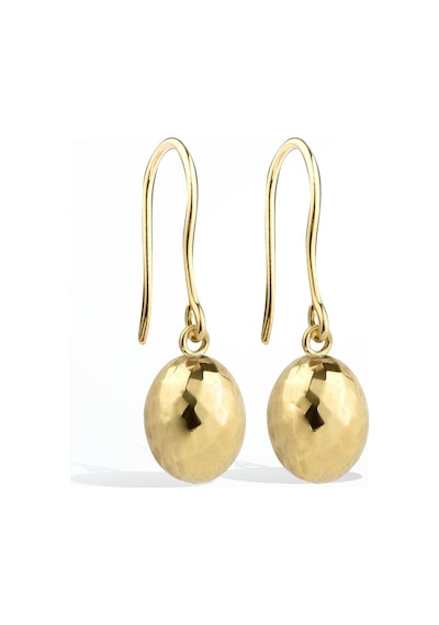 14 Ayar Altın Oval Top Sarkan Damla Gümüş Küpe - E00289 Gold