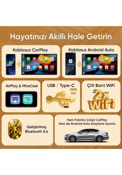 Sl-car02 4in1 Android Ve Apple Cihazlar Airplay Ve Mirrorlink Kablosuz Android Auto Ve Carplay