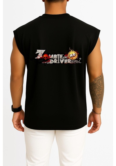 Bahriyeli Collection Oversize Zombie Driver Zombies Ultimate Cep Ve Sırt Tasarımlı Atlet Siyah