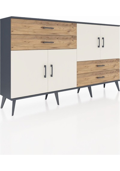 Arges Konsol 3 Raflı 4 Çekmeceli 4 Kapaklı 176x30x99 Antrasit-ayt Antrasit-aytaşı/çam Arges Konsol 3 Raflı 4 Çekmeceli 4 Kapaklı 176x30x99 Antrasit-ayt Antrasit-aytaşı/çam
