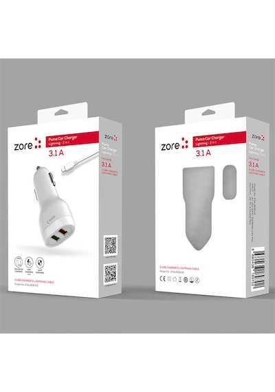 Zore Puma Çift Girişli Araç Kiti Micro-usb Kablosuyla Birlikte