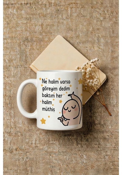 Ne Halim Varsa Göreyim Dedim Baktım Her Halim Müthiş Yazılı Kupa Hediye Çok Renkli