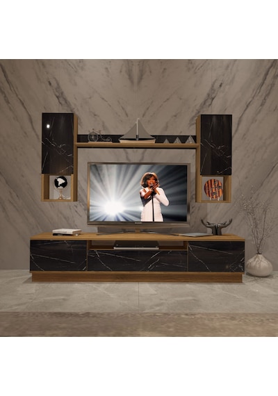 Decoraktiv Trio 5das Mdf Tv Ünitesi Tv Sehpası Pera - Siyah Mermer