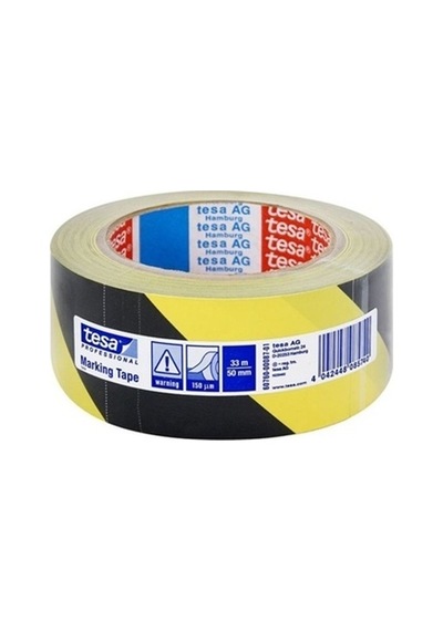 Tesa 60760 33m X 50mm Sarı-siyah Yer İşaretleme Bandı