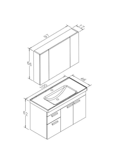Orka Enez 100 Cm Mdf Livana Banyo Dolabı Alt Modül Ve Lavabo Çok Renkli