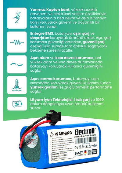 Shark Ion Rv700 Uyumlu Batarya 3200mah