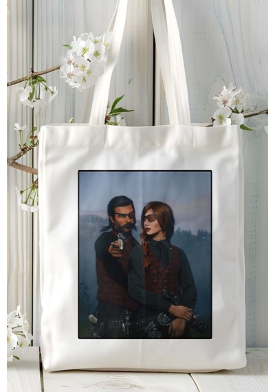 Art Hediye Red Dead Redemption Oyun Baskılı Bez Çanta Omuz Çantası Kişiye Özel Model 4 Çok Renkli
