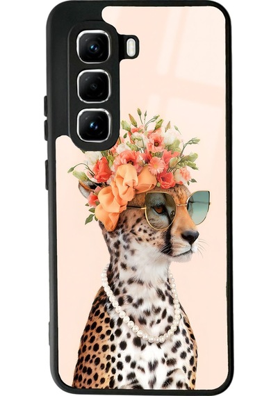 İnfinix Hot 50 Pro İnfluencer Leopar Kedi Tasarımlı Glossy Telefon Kılıfı Çok Renkli