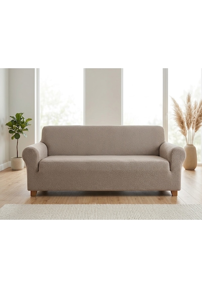 Bohem Likralı Koltuk Örtüsü Takımı 3+3+1+1 Yumuşak Dokulu Esnek Modern Desenli Koltuk Kılıfı Kakao