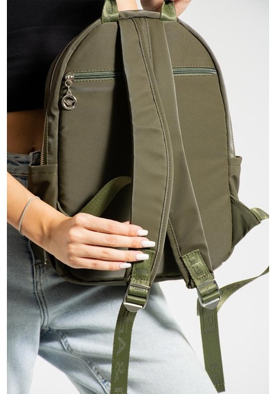 Baginn Saten Kumaş Kadın Sırt Çantası 38 28 Cm Yağmur İtici Kumaş Mega Bag Günlük Kullanıma Uygun Yeşil