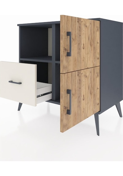 Hyperion Şifonyer 2 Raflı Tek Çekmeceli 2 Kapaklı 88x44x80 Antrasit-çam/aytaşı Çam/aytaşı Hyperion Şifonyer 2 Raflı Tek Çekmeceli 2 Kapaklı 88x44x80 Antrasit-çam/aytaşı Çam/aytaşı