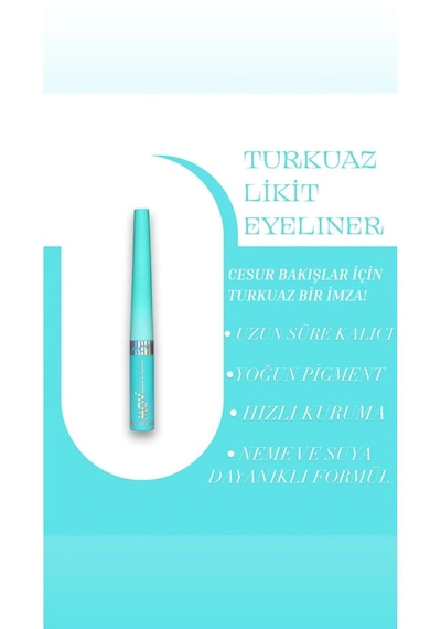 Mov Likit Eyeliner Turkuaz 3,5 G Parlak Turkuaz, Suya & Tere Dayanıklı Turkuaz