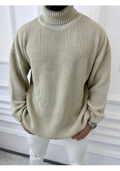 Elku Moda Elkumoda Boğazlı Erkek Kazak Oversize Balıkçı Yaka Geniş Salaş Triko Kazak-KAZAK2863