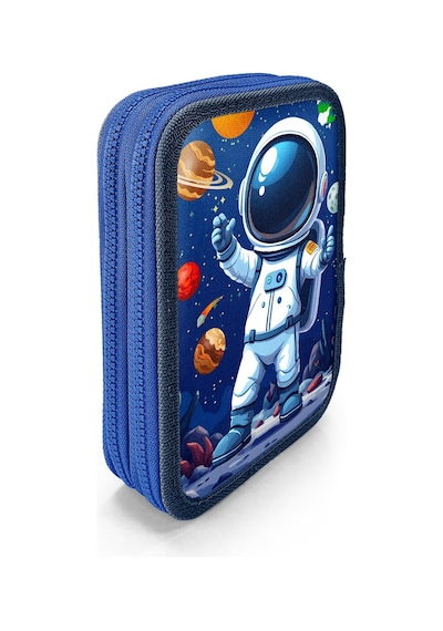 Coral High Kids Lacivert Astronot Desenli Çift Katlı Kalem Çanta 31116 Lacivert