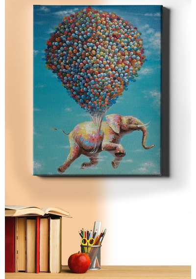 Webstyle Sayılarla Boyama Seti Kasnaklı Filin Balonla Seyahati 40x50 Cm